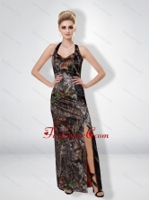 Fashionable 2015 Column Halter Top Camo Prom Dresses with High Slit CMPD007FOR
