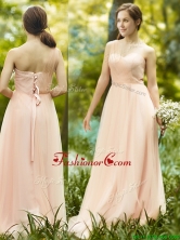 See Through One Shoulder Peach Prom Dress in Floor Length BMT098AFOR