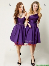 Top Selling Mini Length Ruching Prom Dress in Purple BMT0142FOR