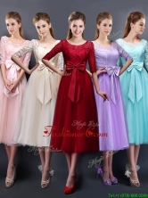 Wonderful See Through Scoop Half Sleeves Prom Dress with Bowknot BMT0107FOR
