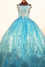  Brand New Ball Gown Strap Floor-length Teal Flower Girl dress Style FA-L-416