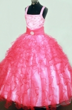  Formal Ball gown Square Floor-length Organza Beading Flower Girl Dresses Style FA-C-246