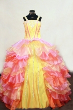  Lovely Ball Gown Straps Floor-Length Orange Red Beading Flower Girl Dresses Style FA-S-411
