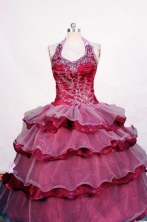  Luxurious Ball Gown Halter Top neck Floor-length Appliques With Beading Flower Girl Dresses Style FA-C-242 