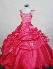  Sweet Ball Gown Strap Floor-length Taffeta Appliques Flower Girl dress Style FA-L-453