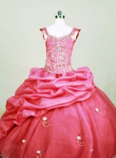  Sweet Ball gown Square Floor-length Waltermelon Beading Flower Girl Dresses Style FA-C-278