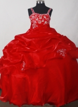 2012 Discout Ball Gown Strap Floor-length Flower Girl Dress  Style RFGDC019