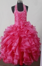 2012 Luxurious Ball Gown Halter Top Floor-length Flower Girl Dress Style RFGDC033