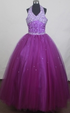 2012 Modest Ball Gown Halter Top Floor-length Little Gril Pagant Dress Style RFGDC077