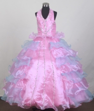 2012 Pretty Ball Gown Halter Top Floor-length Little Gril Pagant Dress Style RFGDC055