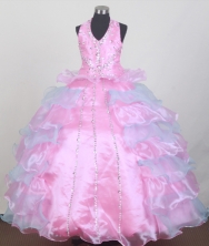 2012 Pretty Ball Gown Halter Top Floor-length Little Gril Pagant Dress  Style RFGDC055