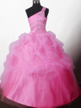2012 Pretty Ball Gown One-shoulder Floor-length Little Gril Pagant Dress Style RFGDC051
