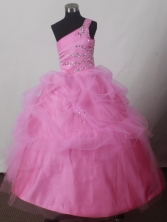 2012 Pretty Ball Gown One-shoulder Floor-length Little Gril Pagant Dress Style RFGDC051