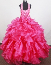 2012 Romantic Ball Gown Halter Top Floor-length Flower Girl Dress  Style RFGDC086