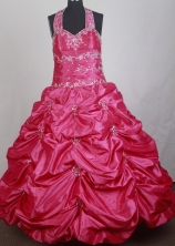 2012 Sweet Ball Gown Halter Top Floor-length Little Gril Pagant Dress Style RFGDC070