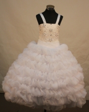 Beautiful Ball Gown Straps Floor-Length White Beading Flower Girl Dresses Style FA-S-221