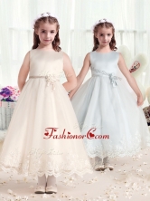 Beautiful Scoop Flower Girl Dresses with Hand Made FlowersFGL274FOR