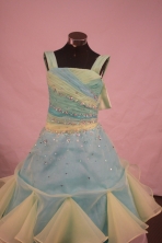Brand New Ball Gown Off The Shoulder Neckline Floor-Length Light Yellow Beading Flower Girl Dresses Style Y042408
