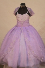 Brand New Ball Gown Straps Floor-Length Lilac Beading Flower Girl Dresses Style FA-S-415