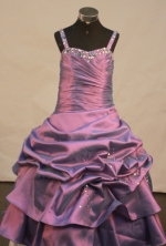 Cheap A-line Strap Floor-length Litter Girl Pageant Dress Style FA-W-294