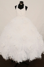 Cheap Ball Gown Halter top neck Floor-Length White Little Girl Pageant Dresses Style FA-Y-321