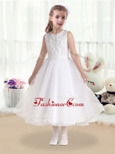 Cheap Princess Scoop White Flower Girl Dresses with Appliques       FGL229FOR