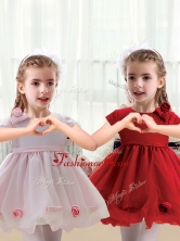 Cheap Scoop Mini Length Short Sleeves Little Girl Dress with BowknotLTG235FOR