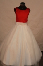 Discount A-line Scoop Floor-length Satin Appliques Flower Girl Dresses Style FA-C-247