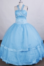 Discount Ball gown Halter top neck Floor-length Litter Girl Dress Style FA-W-284