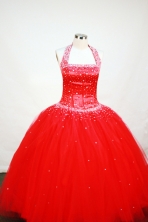 Discout Ball gown Halter top neck Floor-length Flower Girl Dresses Style FA-C-128