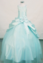 Elegant Ball Gown Strap Floor-length Gray Beading Flower Girl Dresses Style FA-C-257