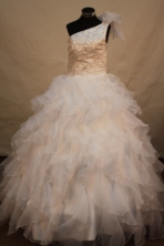 Exquisite Ball gown One-shoulder Neck Floor-length Flower Girl Dresses Style FA-C-137