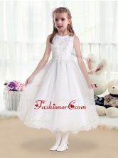 Latest Scoop White Flower Girl Dresses with Beading and Appliques   FGL232FOR