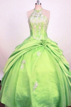 Fashionable Ball Gown Halter Floor-Length Taffeta Little Girl Pageant Dresses Style FA-Y-332