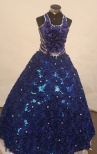 Fashionable Ball gown Halter top neck Floor-Length Little Girl Pageant Dresses Style FA-Y-304