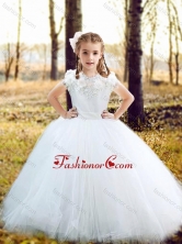 Fashionable Scoop Really Puffy Flower Girl Dress with Hand Made Flowers and Appliques FGL351FOR