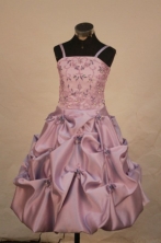 Gorgeous A-line Strap Floor-length Purple Beading Flower Girl Dresses Style FA-C-279