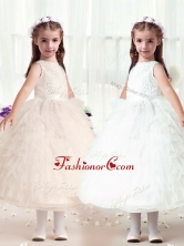 Hot Sale Ball Gown Bateau Flower Girl Dresses with RufflesFGL279FOR