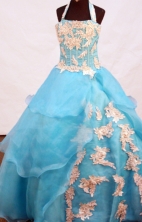 Lovely A-line Halter top neck Floor-length Litter Girl Dress Style FA-W-287