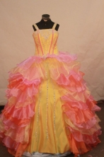 Lovely Ball Gown Straps Floor-Length Orange Red Beading Flower Girl Dresses Style FA-S-411