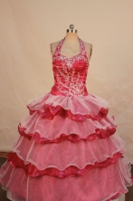 Luxurious Ball Gown Halter Top neck Floor-length Appliques With Beading Flower Girl Dresses Style Y042424