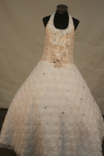 Luxurious Ball gown Halter top neck Floor-length Litter Girl Pageant Dress Style FA-W-289