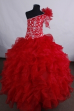 Luxurious Ball gown One-shoulder Neck  Floor-length Flower Girl Dresses Style FA-C-124