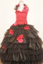 Modest Ball Gown Halter Floor-Length Hand Flowers Little Girl Pageant Dresses Style FA-Y-341