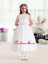 New Arrivals Bateau Beading White Flower Girl DressesFGL277FOR