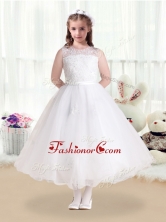 New Style Scoop Appliques White Flower Girl Dresses  FGL258FOR