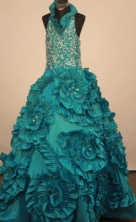 Perfect Ball gown Halter top neck Floor-Length Little Girl Pageant Dresses Style FA-Y-62