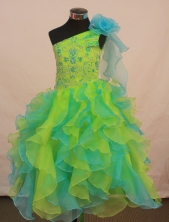 Perfect Ball gown One-shoulder Neck Floor-length Flower Girl Dresses Style FA-C-152