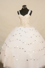 Popular Ball Gown Strap Floor-Length White Little Girl Pageant Dresses Style FA-Y-307