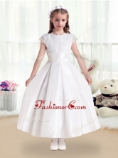 Pretty Scoop Satin Flower Girl Dresses with Appliques    FGL237FOR
